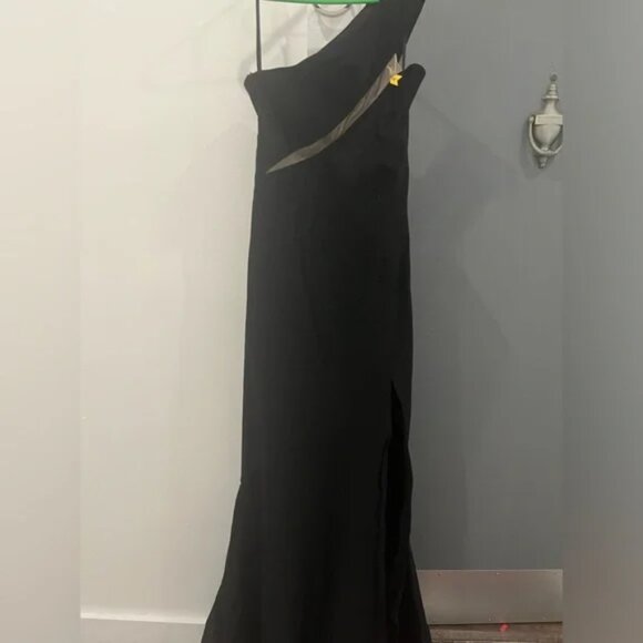 NWT Michael Costello Maxi Dress Gown Persephone One Shoulder size L - Picture 3 of 11
